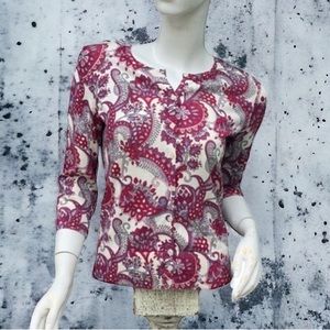 ❄️ 50% off winter Ann Taylor hot pink paisley floral cardigan sweater S